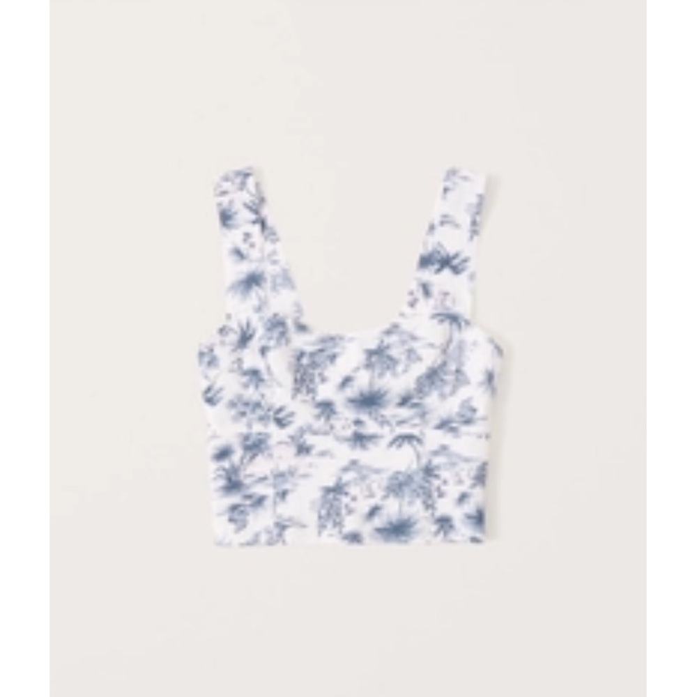 Abercrombie Linen Blend Printed Crop Top